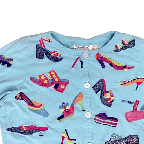 Michael Simon Vintage Jacket Y2K Blue w/ Embroidered Shoes Women’s Size Small - Picture 6 of 14